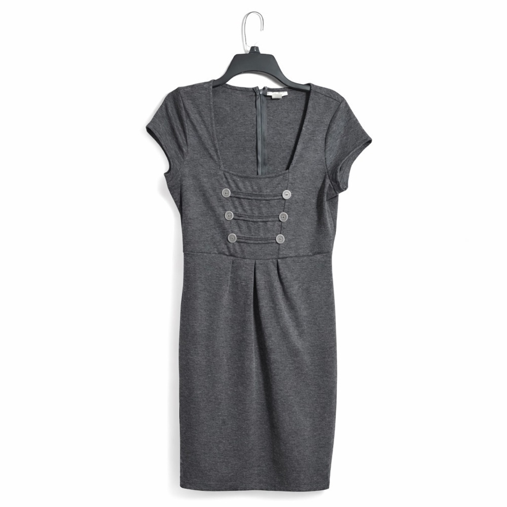 Bella Du Jour Gray Square Neck Dress L (Runs Small) Summer Casual Work Beach